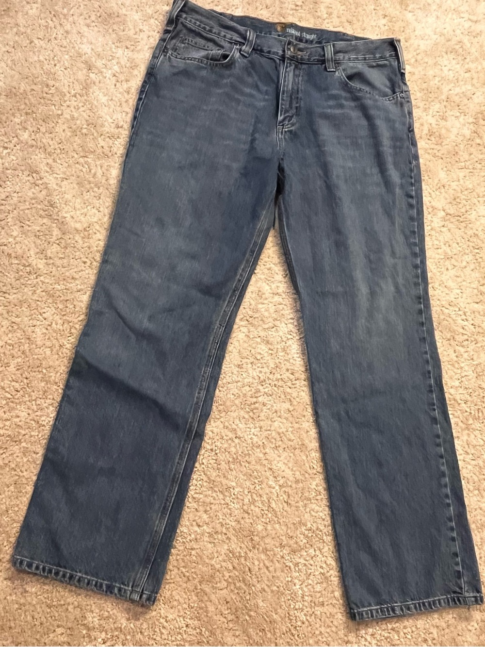 Carhartt Relaxed Fit Straight Leg Medium Wash Denim Jeans 36x32 5-Pocket B320